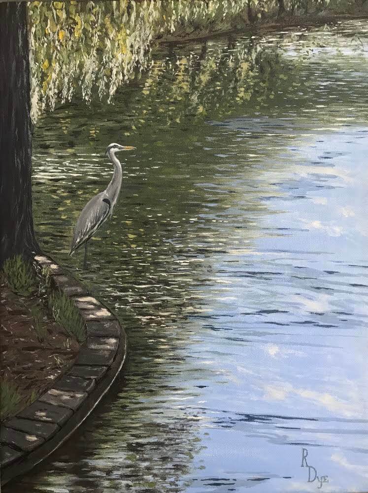 Heron at Middleton oil on canvas