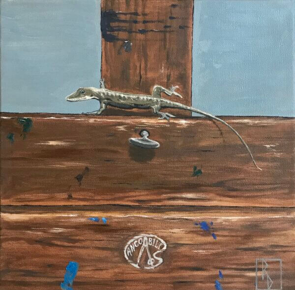 Original artwork by Rich Dye: Intruder on the Easel